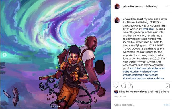 Tristan Strong Punches a Hole in the Sky cover art Instagram post by Eric Wilkerson
